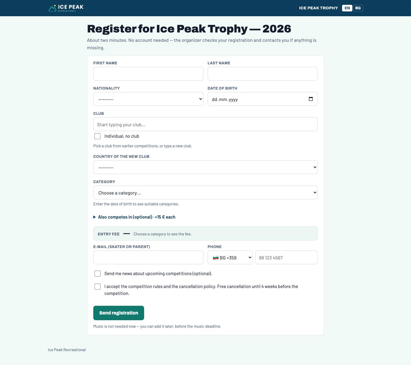 Registration form